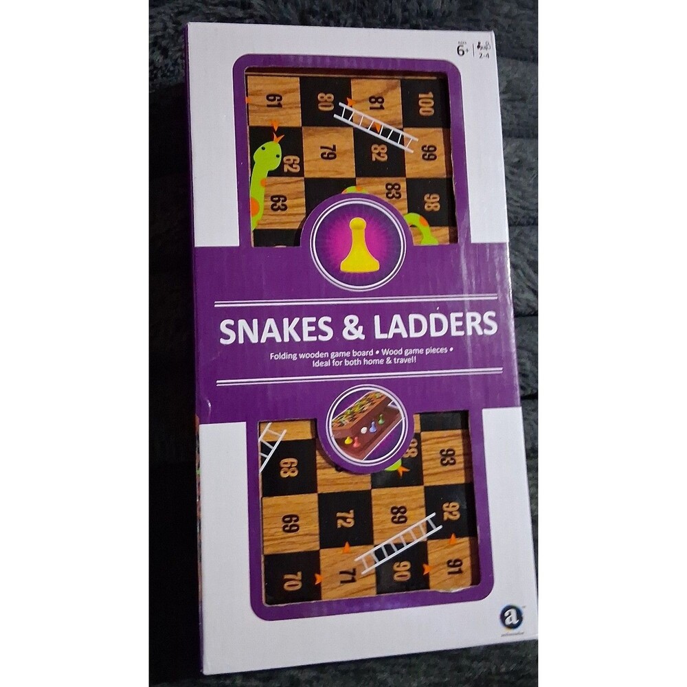 Wooden Snakes & ladders board game